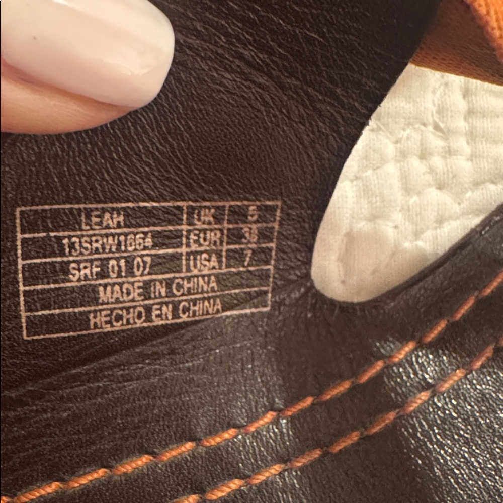 Lacoste Free People Brown and Orange Leather Sandals - Picture 4 of 4